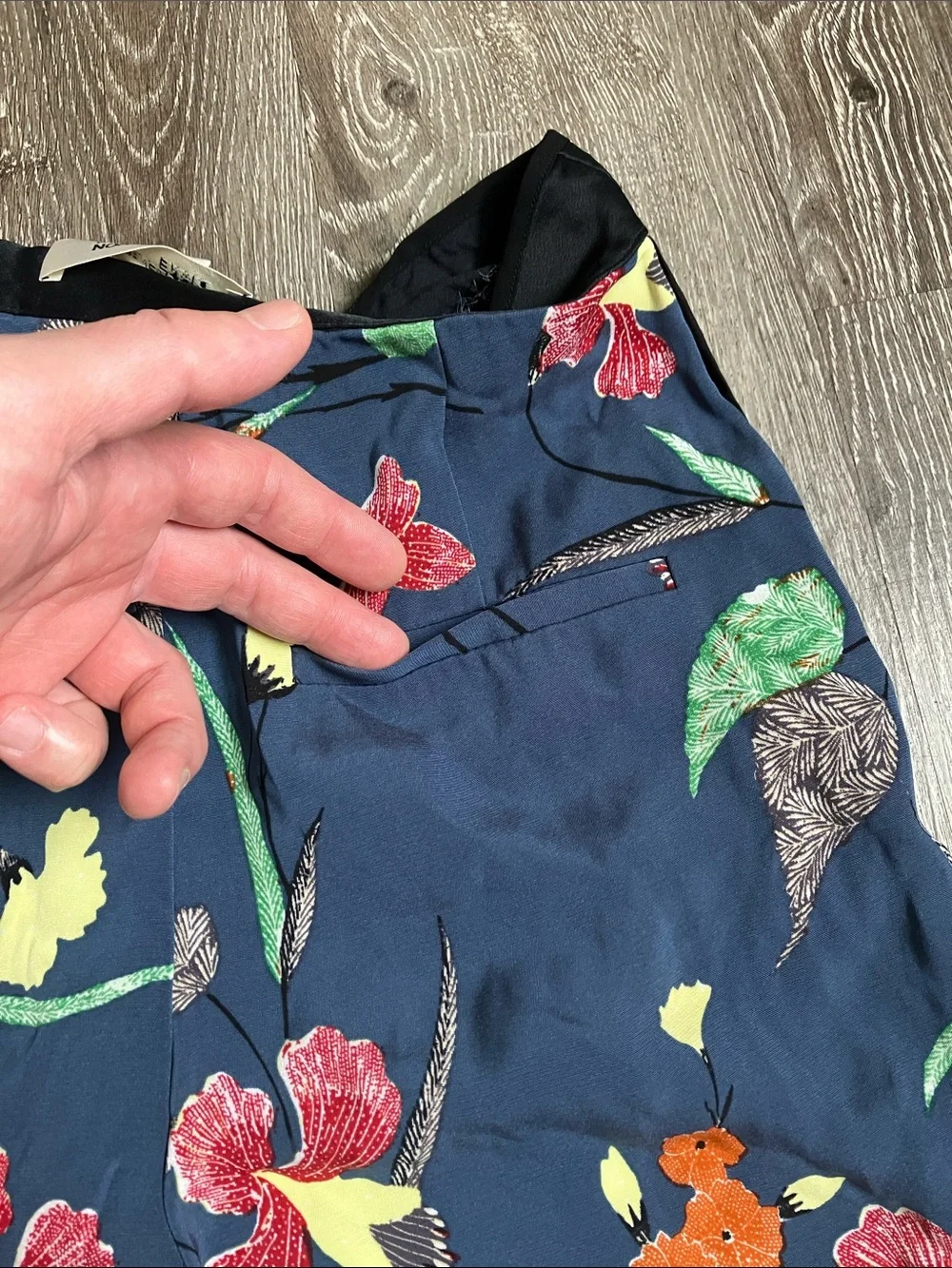 Diane Von Furstenberg Navy Floral Wide-Leg Pants